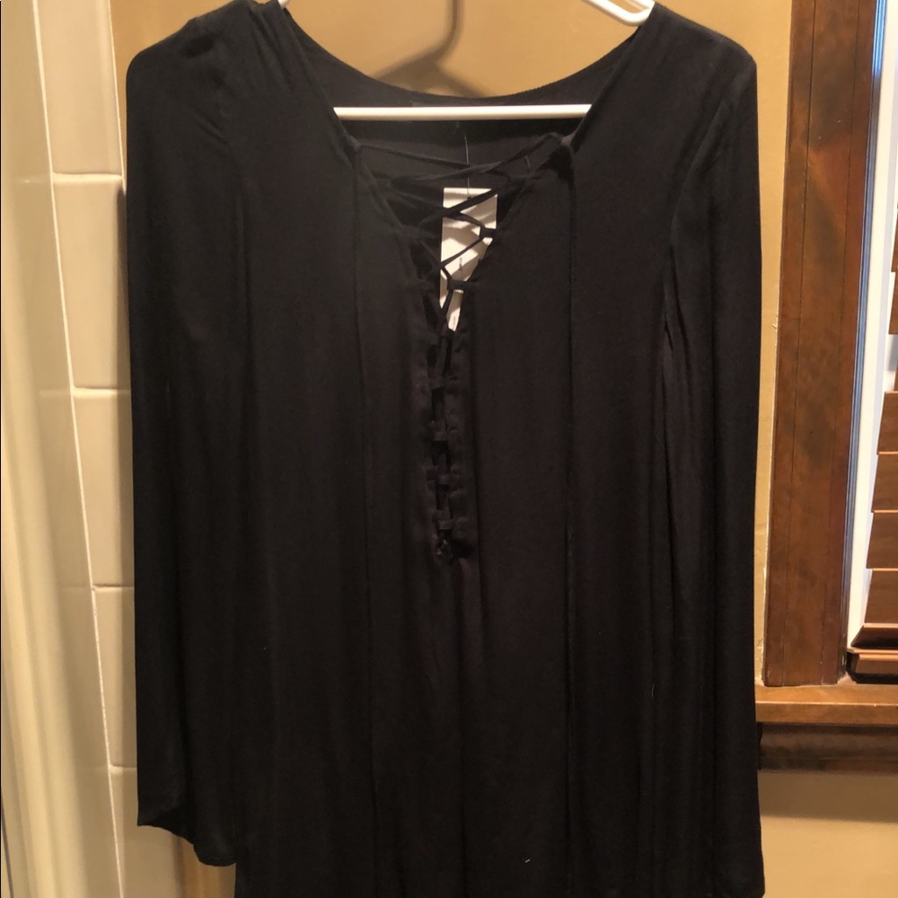 Black lace up tunic/dress with tassels NWT